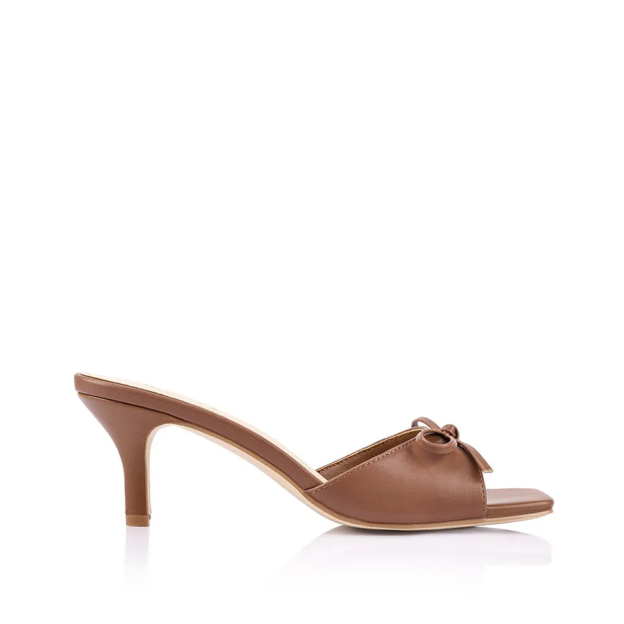 Mules Tay à talon Kitten - Cognac