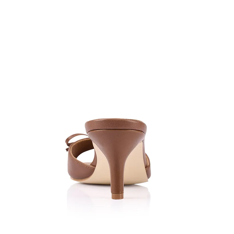 Mules Tay à talon Kitten - Cognac