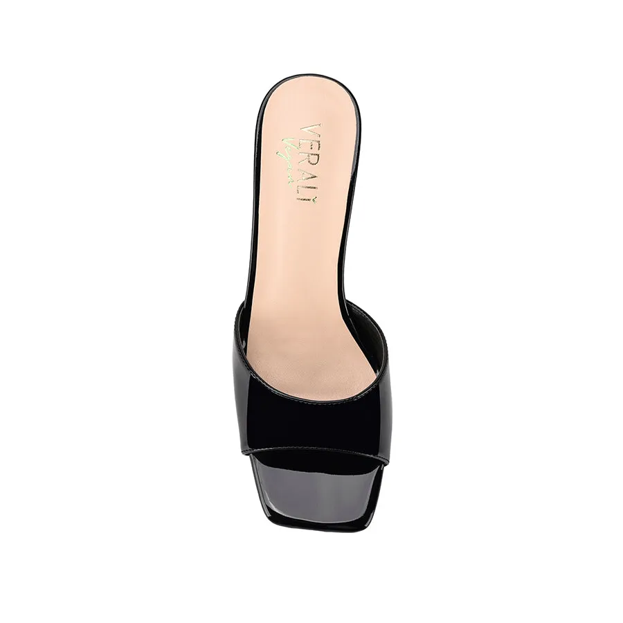 Mules à talon kitten Taylor - Noir verni