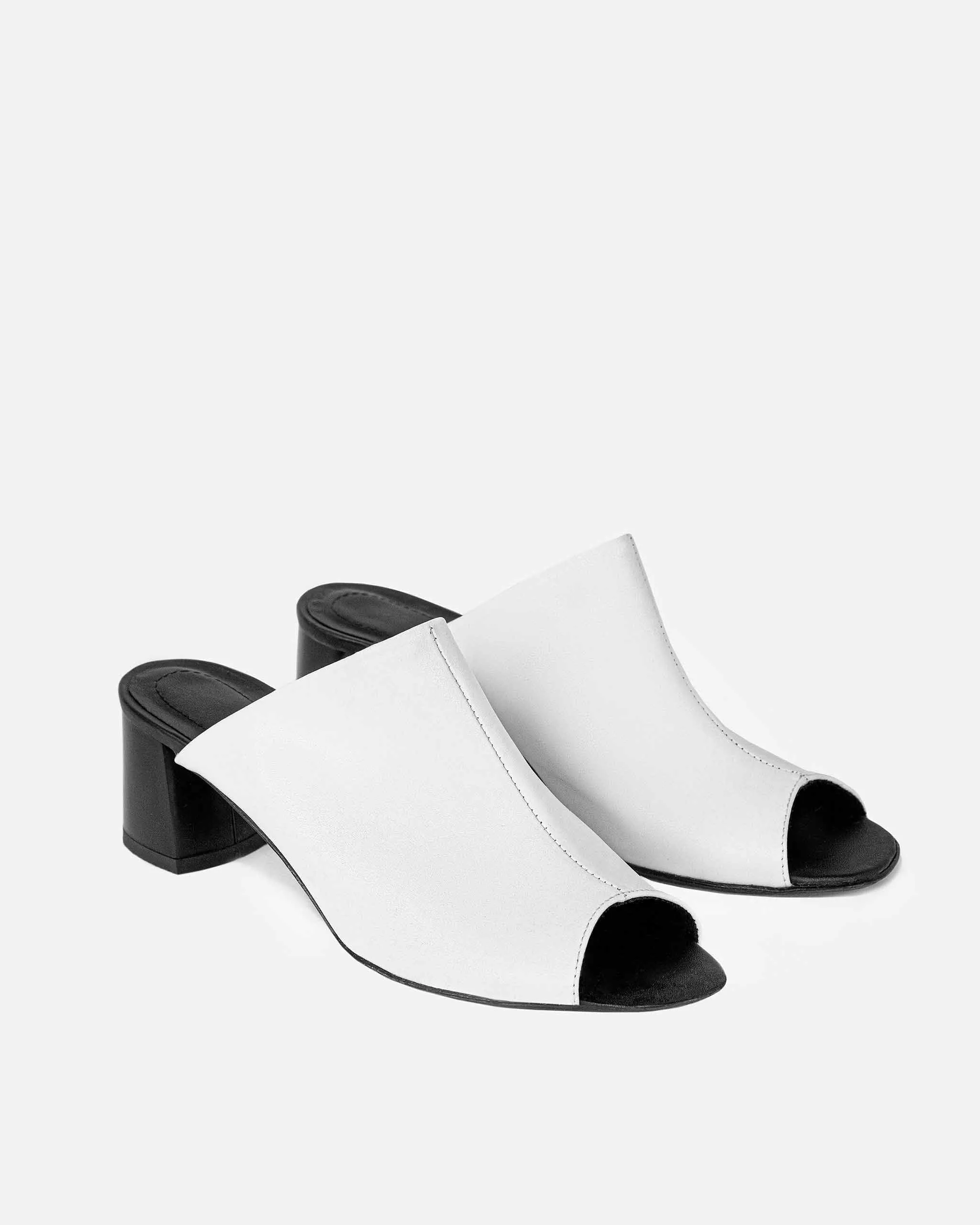 Mules véganes en cuir de cactus Uptown Desserto® | Blanc