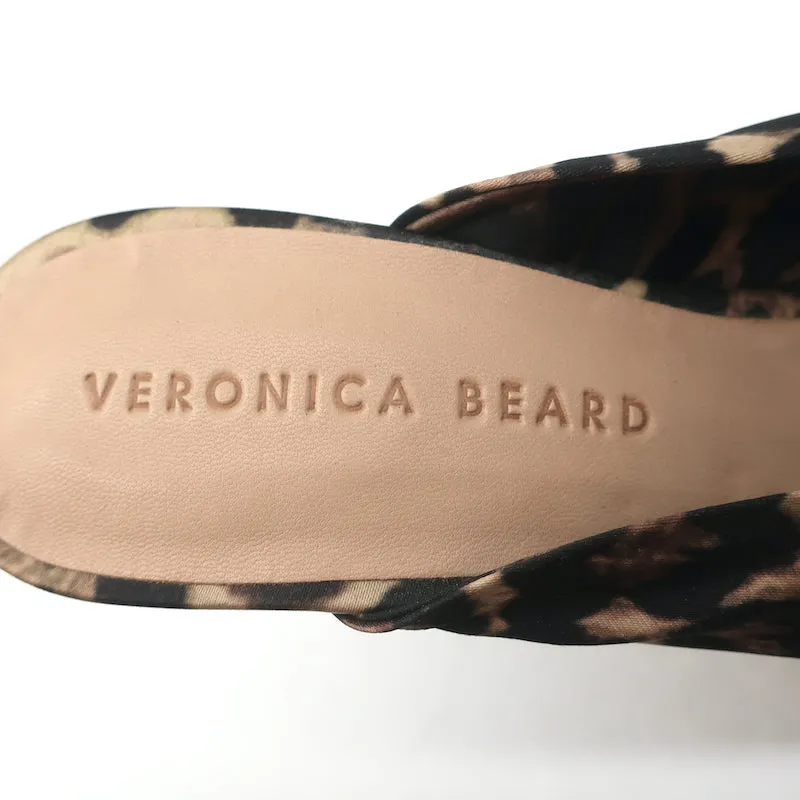 Veronica Beard Mules Pari Imprimé Léopard Satin Taille 7.5 Talons Ouverts NEUF