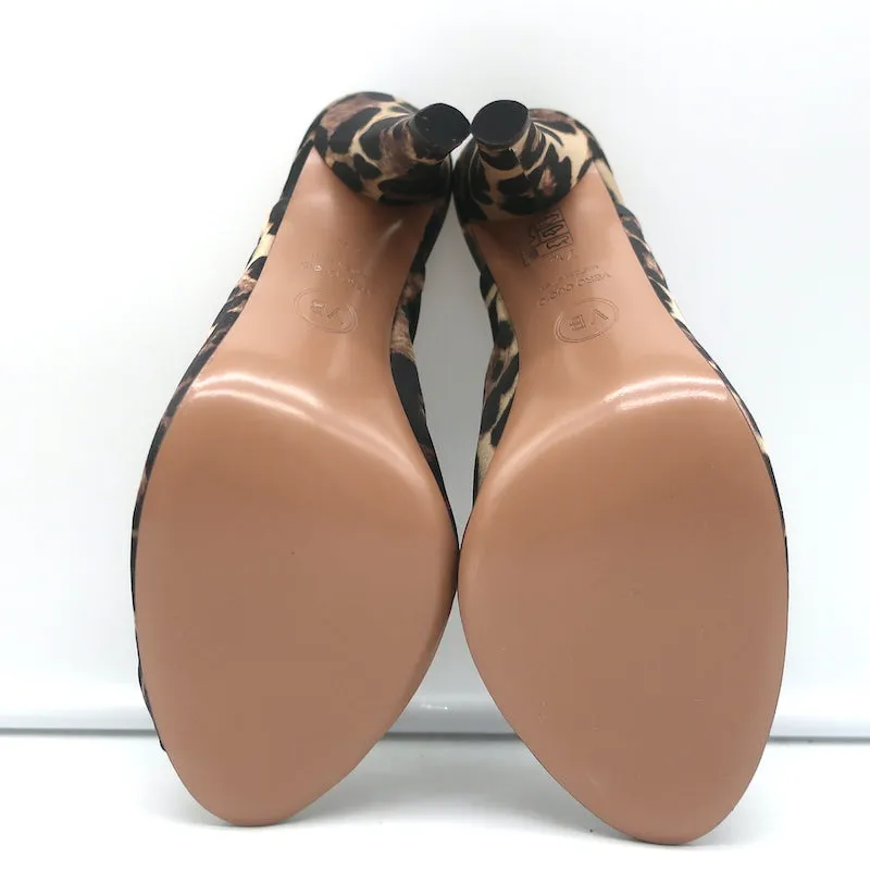 Veronica Beard Mules Pari Imprimé Léopard Satin Taille 7.5 Talons Ouverts NEUF