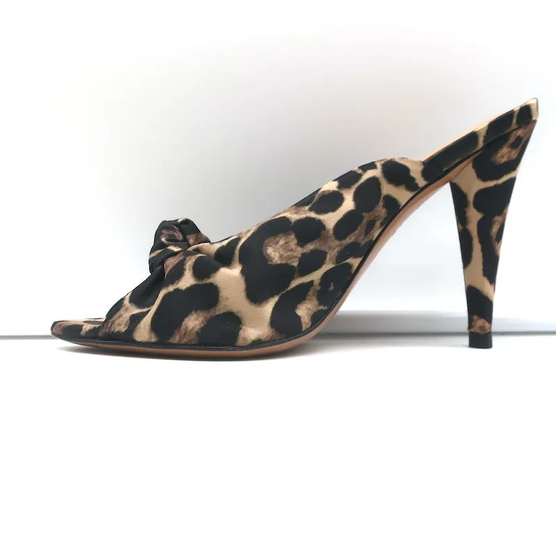 Veronica Beard Mules Pari Imprimé Léopard Satin Taille 7.5 Talons Ouverts NEUF