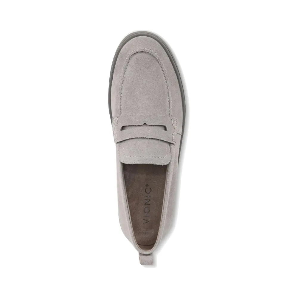 Vionic Femmes Uptown Mocassin en Daim à Enfiler Gris Clair