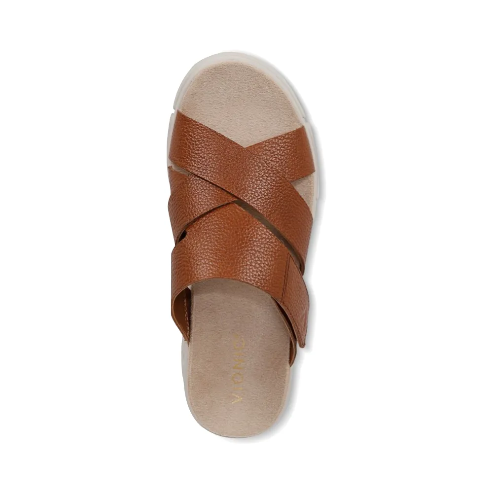 Vionic Femme Uptown Sunset Sandale à Glissière en Cuir avec Coin Tan