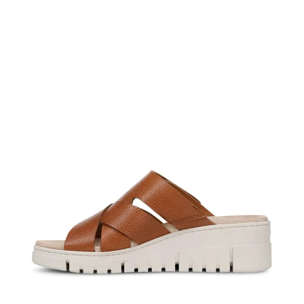 Vionic Femme Uptown Sunset Sandale à Glissière en Cuir avec Coin Tan
