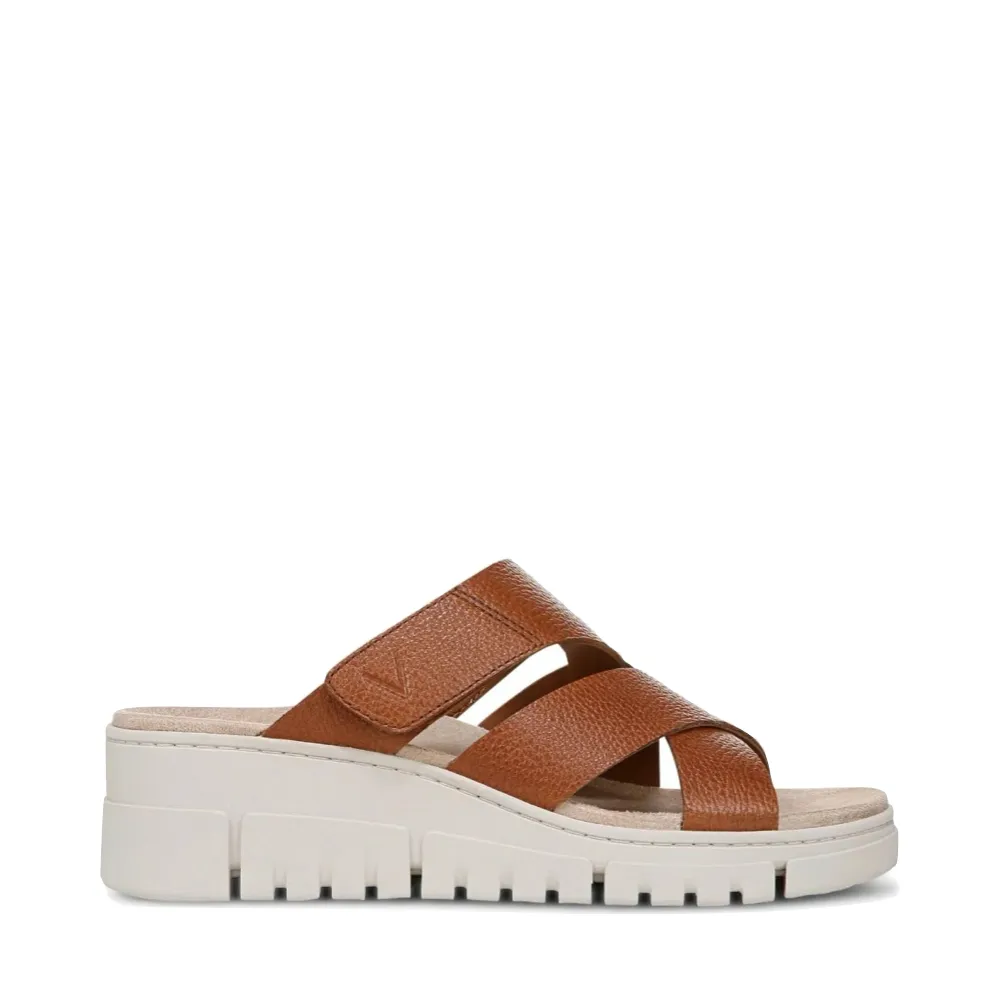Vionic Femme Uptown Sunset Sandale à Glissière en Cuir avec Coin Tan