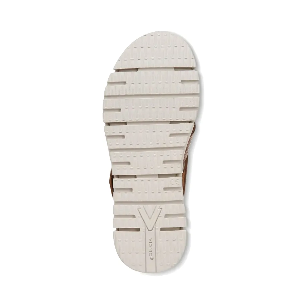 Vionic Femme Uptown Sunset Sandale à Glissière en Cuir avec Coin Tan