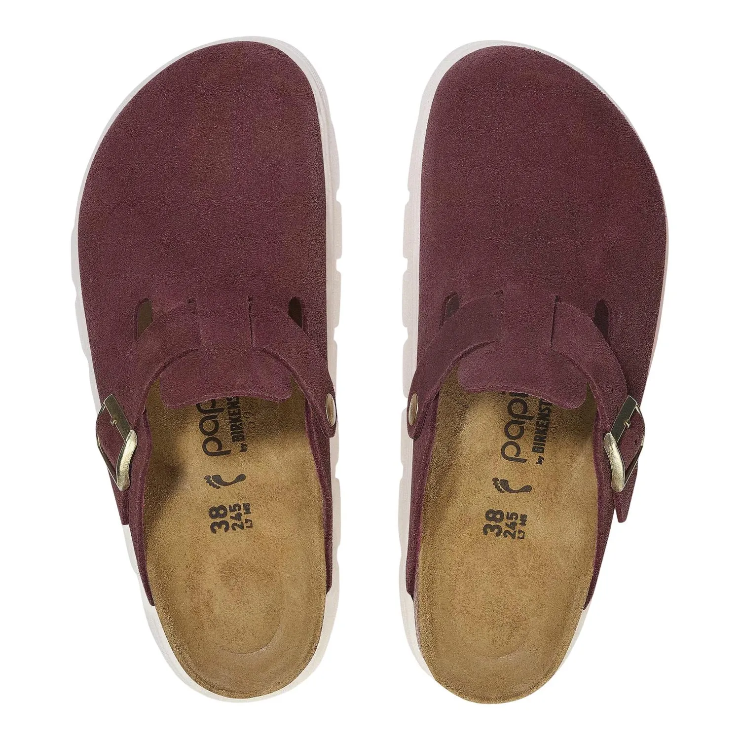 Clogue Boston pour femme en daim épais et cuir, couleur Berry Crush