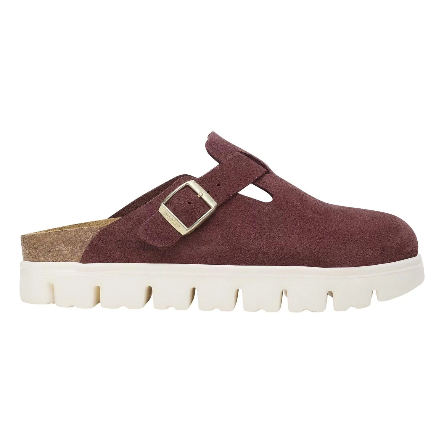 Clogue Boston pour femme en daim épais et cuir, couleur Berry Crush