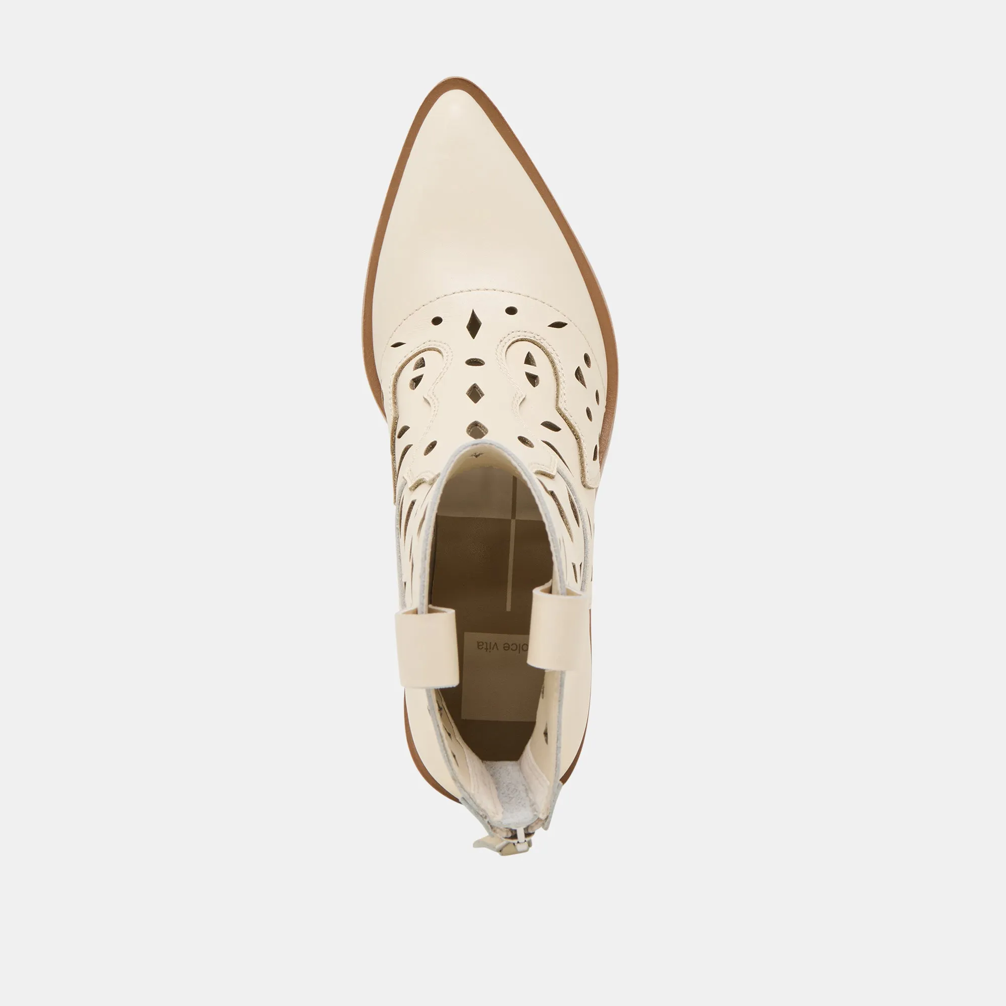 BOTTINES ZENOBI EN CUIR BLANC CASSÉ