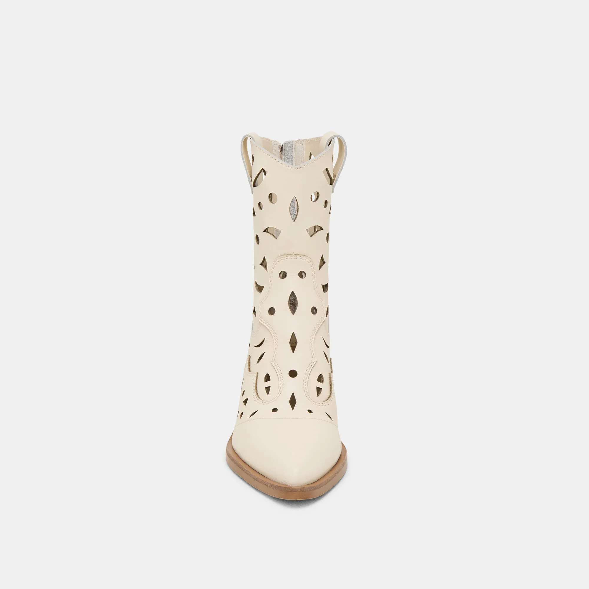 BOTTINES ZENOBI EN CUIR BLANC CASSÉ