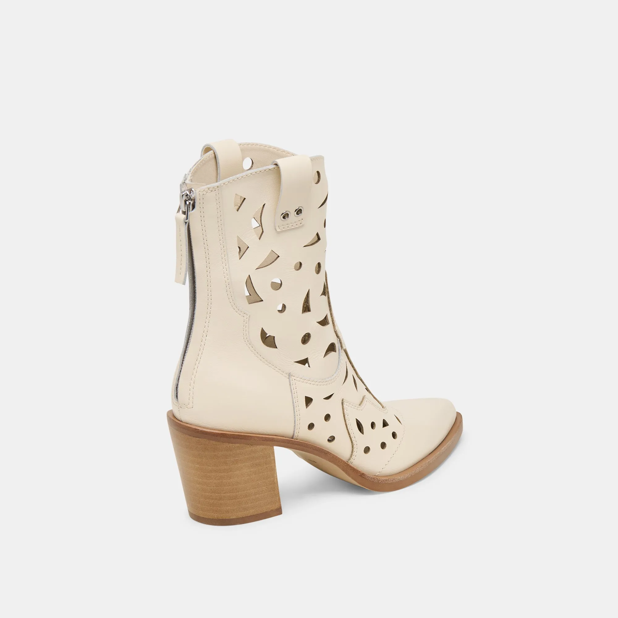 BOTTINES ZENOBI EN CUIR BLANC CASSÉ