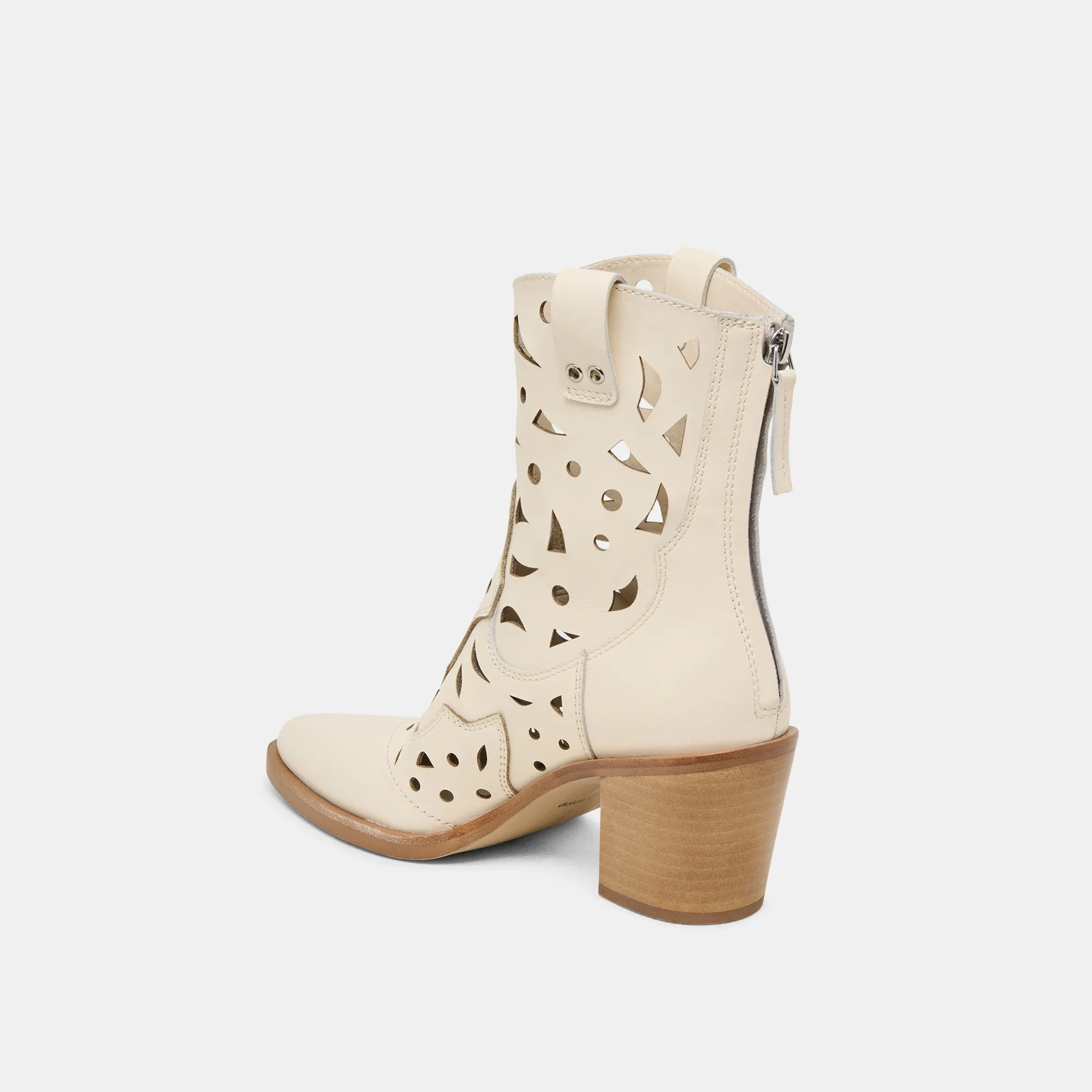 BOTTINES ZENOBI EN CUIR BLANC CASSÉ
