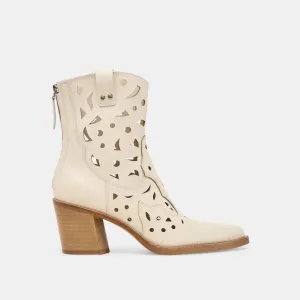 BOTTINES ZENOBI EN CUIR BLANC CASSÉ