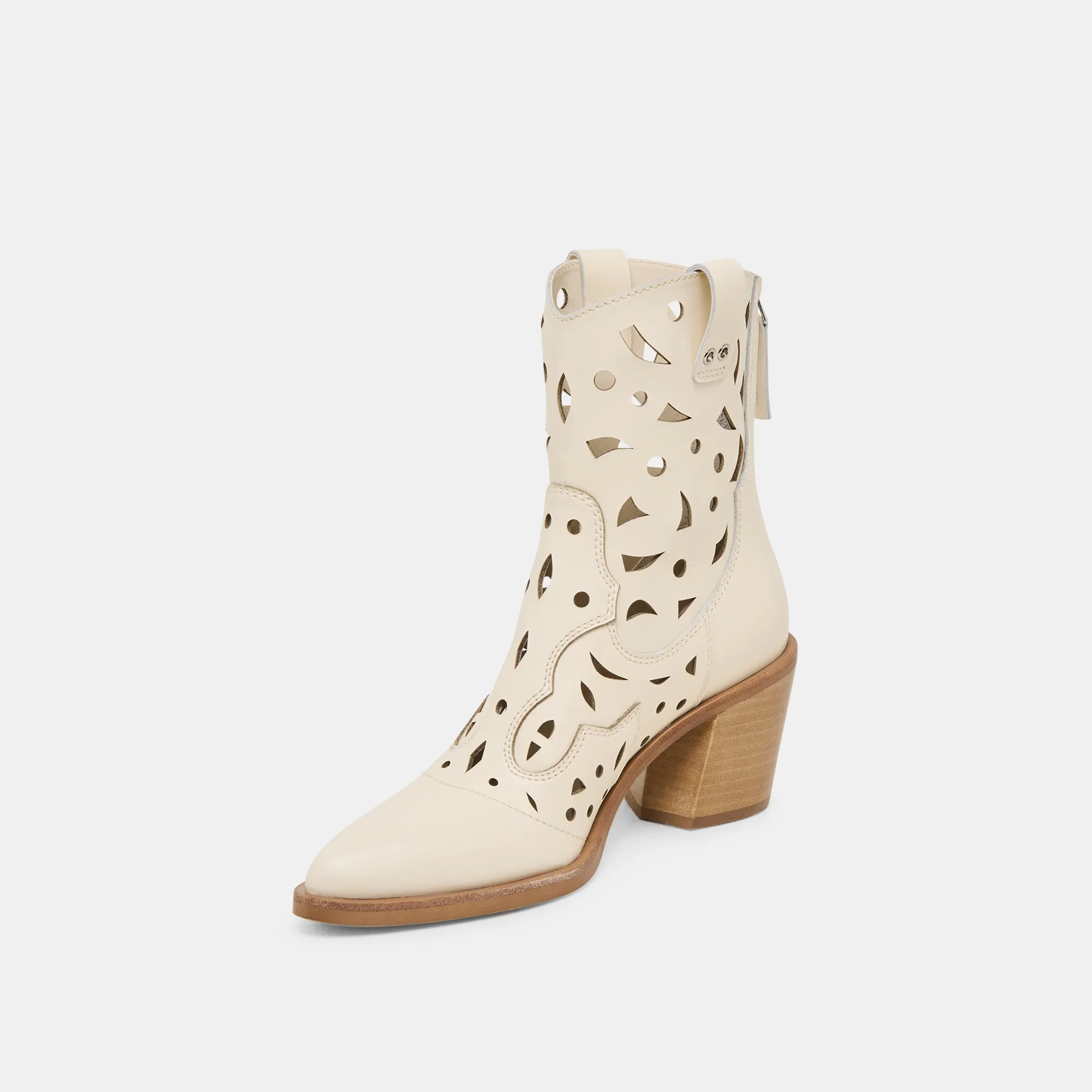 BOTTINES ZENOBI EN CUIR BLANC CASSÉ