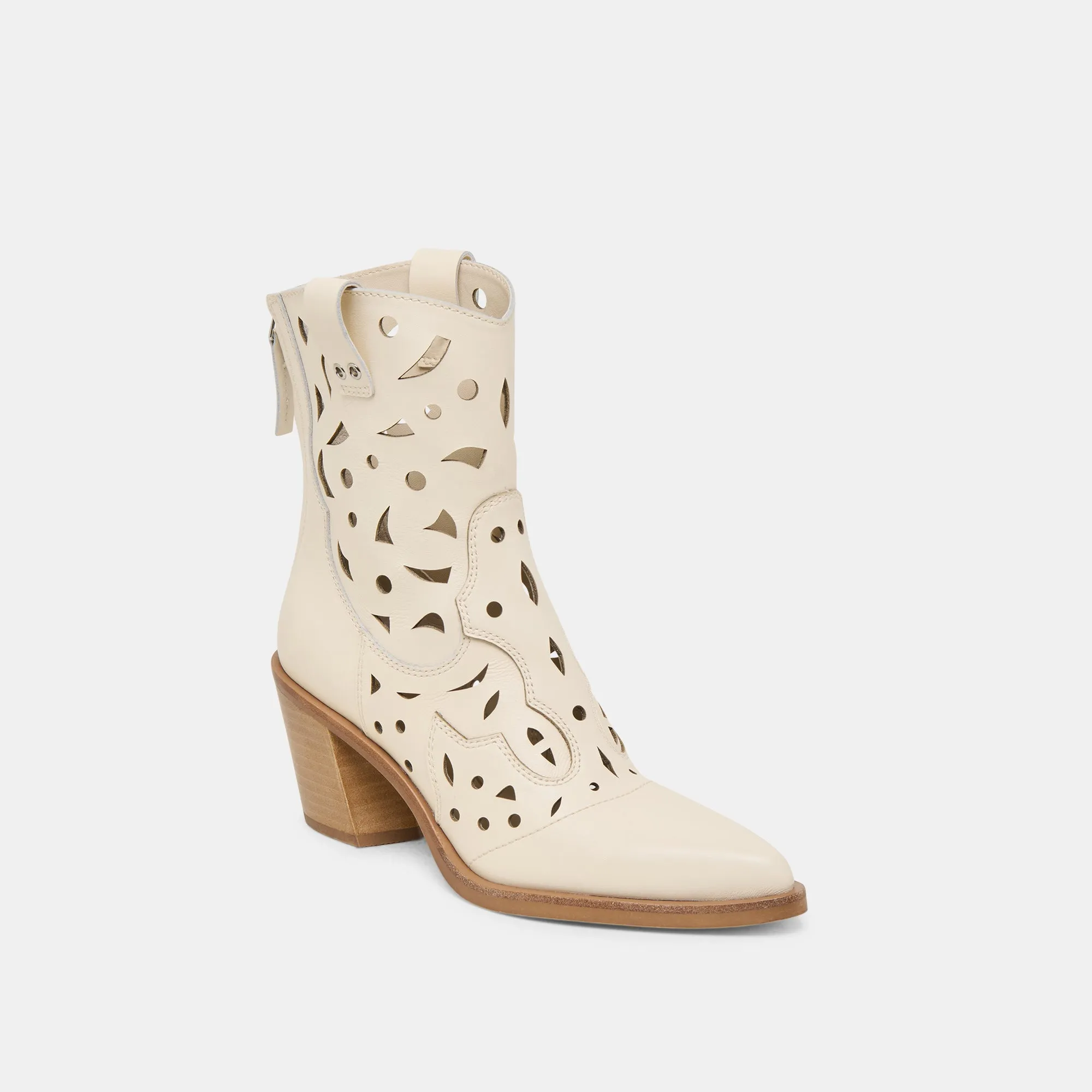 BOTTINES ZENOBI EN CUIR BLANC CASSÉ