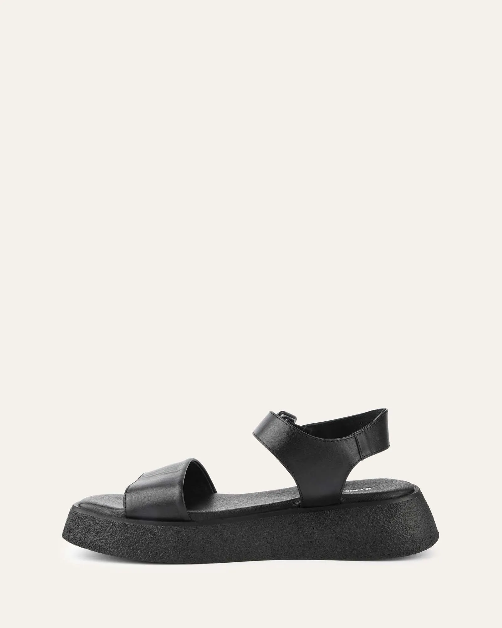 SANDALES PLATES ZURI EN CUIR NOIR